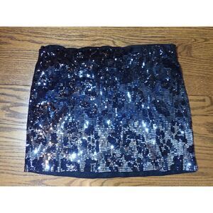 Express Black Sequins Medium Mini Skirt Short Party Cocktail Glam